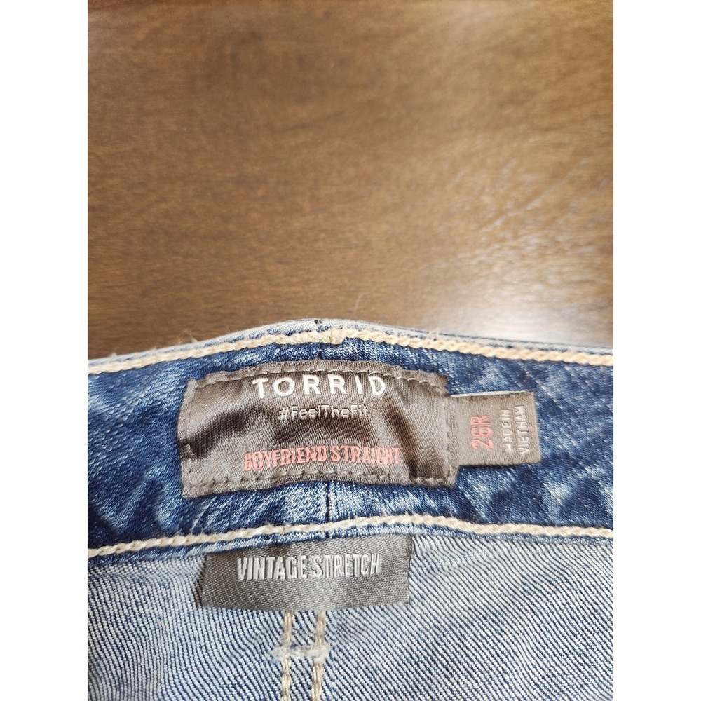 Torrid Womens 26R Blue Jeans Boyfriend Straight Vintage Stretch Medium‎ Wash - Picture 3 of 7